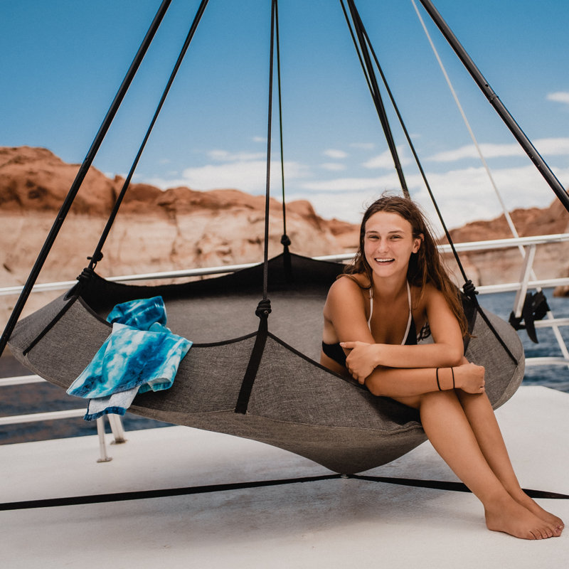 Hangout Pod Double Hammock with Stand Gray